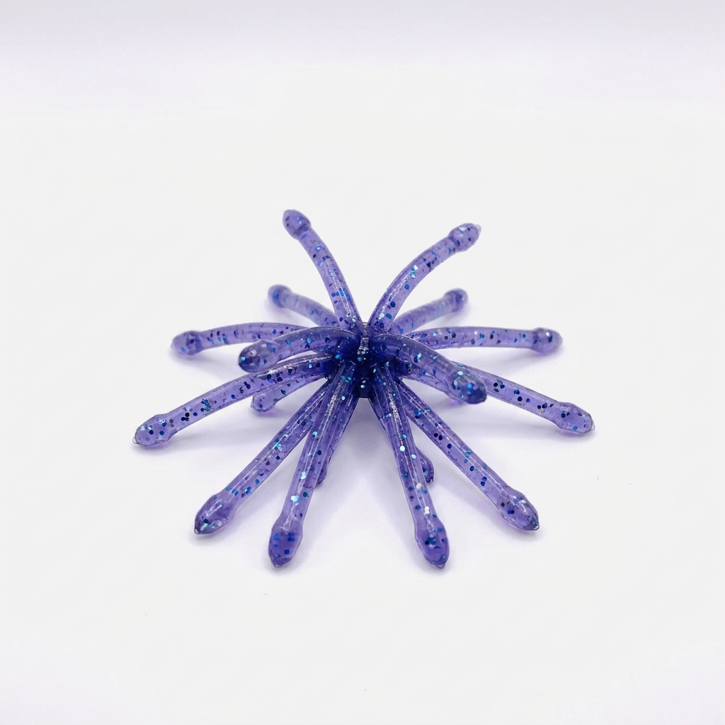 The Urchin crappie bait in Junebug, featuring a deep translucent purple body with black and iridescent flakes.
